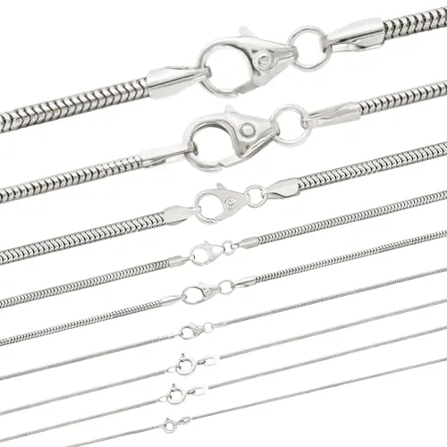 hoplo holzenplotz Massive edle Schlangenkette rund Silber Halskette 925 Sterlingsilber, Länge:45 cm, Kette_Breite:0.8 mm