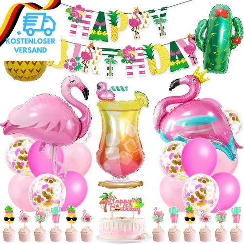 Hawaii Party Deko – Flamingo Geburtstags Deko Set