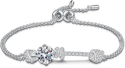 Sterling Silber Zugarmband mit Moissanit, 2 Karat für Damen, verstellbar