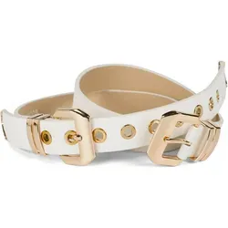 styleBREAKER Damen Gürtel mit doppelter goldener Schnalle - Damen-Gürtel mit edler doppelter Schnalle und goldenen Details, kürzbar für perfekten Sitz. Ideal als Taillengürtel oder Hüftgürtel für jedes Outfit.