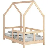 vidaXL Kinderbett 70x140 cm aus massivem Kiefernholz - Robustes Kinderbett aus unbehandeltem Kiefernholz, ideal für Kinder von 18 Monaten bis 4 Jahren. Mit durchdachtem Design für einfaches Ein- und Aussteigen sowie Platz für Bettvorhänge.