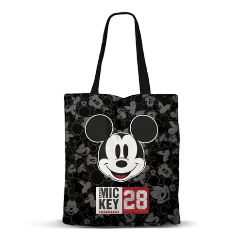 Disney Micky Maus Year-FAN Shopping Einkaufstasche, Schwarz, 33 x 40 cm