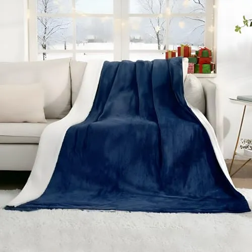 CURECURE Elektrische Heizdecke, weiche Flanell-Heizdecke mit 4 Heizstufen und 10 Stunden automatischer Abschaltung, 130 x 180 cm, Heimbüro, schnelle Heizdecke, Abnehmbarer Schalter, waschbar – Blau