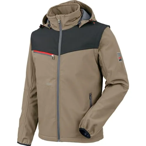 WÜRTH MODYF Softshelljacke Stretch X – hochwertige Arbeitsjacke für Schreiner oder Tischler in der Größe L – wasserabweisend (8.000 mm WS) mit abnehmbaren Ärmeln & Kapuze – in anthrazit