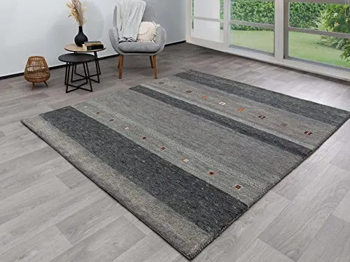 Steffensmeier Gabbeh Teppich Moro | Wolle | 90x160 cm - Hochwertiger Gabbeh Teppich von Steffensmeier: Aus 80 % Wolle und 20 % Baumwolle, ideal für Wohnzimmer im Ethno-Look. Mit einer Gesamthöhe von 15 mm und ca. 4800 g/m² überzeugt er durch Qualität und Stil.