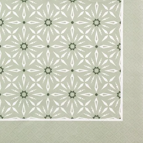 Servietten Le Brienne olive Blütenmuster Bordüre Blumen Garten oliv 33x33cm 20