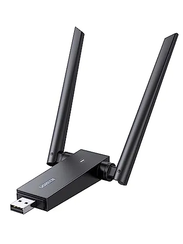 UGREEN WLAN Stick AC1300 WLAN Adapter PC Dualband (5GHz/2,4GHz), WiFi Adapter PC mit Dual-5dBi-Antennen WPS-Taste, Plug & Play unter Windows 10/11, unterstützt Windows, MacOS, Linux