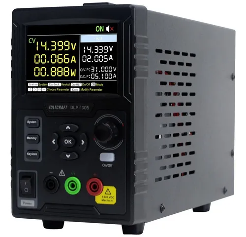 VOLTCRAFT DLP-1305 Labornetzgerät - Netzgeräte und Netzteile mit einstellbarem Ausgang von 0-30V und 0-5A, ideal für mobile Anwendungen und DIY-Projekte dank kompaktem Design und Tragegriff.