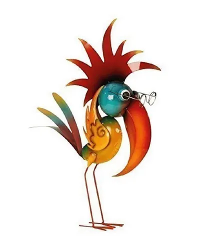 Geschenkestadl Tierfigur Metall Vogel mit Brille XXL 57 cm - Dekofiguren für Garten und Terrasse, farbenfrohe Metallfigur als kreatives Highlight und Blickfang mit einer Höhe von 57 cm.