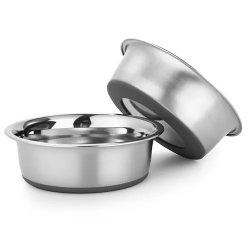 Zaxiva Hundenapf Edelstahl, 2er-Set, rutschfeste Gummiunterseite, Spülmaschinenfest, Leicht zu Reinigen, Rostbeständiger Futternapf Hund für kleine Hunde und Katzen, 520ml Hunde Napf Dog Bowl
