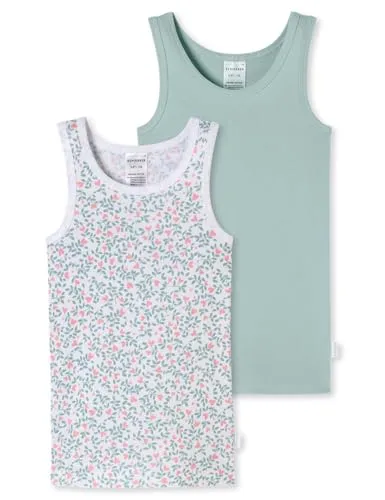 Schiesser Mädchen 2 Pack Unterhemd Unterwäsche Feinripp - 100% Organic Bio Baumwolle - Größe 92 bis 140