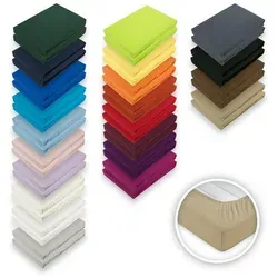 EXKLUSIV HEIMTEXTIL Jersey Spannbettlaken Doppelpack 120 x 200 cm - Spannbetttücher aus 100% Baumwolle, Öko-Tex zertifiziert, für perfekten Sitz und faltenfreie Oberfläche, ideal für Matratzen bis 25 cm Höhe.