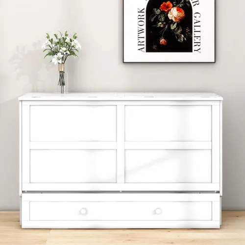 Platzsparendes Schrankbett mit Schubladen und Lattenrost (140x200 cm)