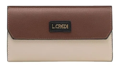 L. CREDI Geldbörse Flap Wallet mit RFID-Blocker - Elegante Geldbörse in Cream Multi, ausgestattet mit RFID-Blocker für optimalen Schutz. 12 Fächer für Karten und ein Zipperfach für Münzen – ideal für den Alltag!