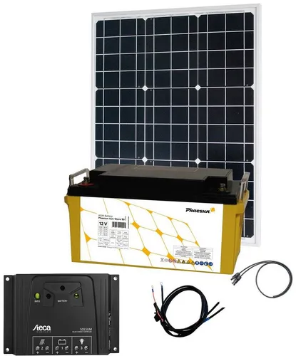 Phaesun Solar Rise One 2.0 600077 Solar-Set - Solarpanele für netzunabhängige Stromversorgung, inkl. Solarmodul, Batterie und Zubehör - ideal für Garage, Gartenhaus oder Ferienhaus.