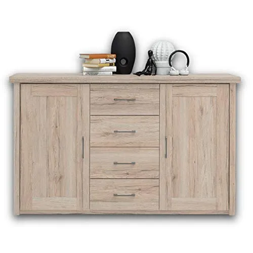 LUCA KOMFORT Elegante Schlafzimmer Kommode im Landhausstil - Nachttische - Stilvolles Sideboard in Eiche San Remo mit viel Stauraum und gemütlichem Design, ideal für ein harmonisches Schlafzimmer.