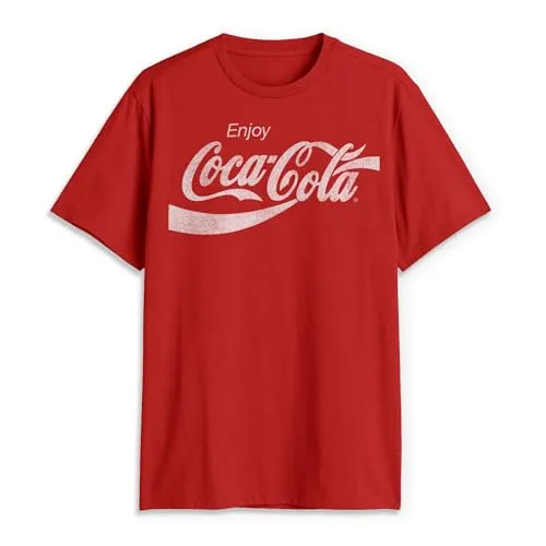 Produktbild Coca-Cola Herren Eighties Coke Short Sleeve T-Shirt, Rot/Ausflug, einfarbig (Getaway Solids), Mittel