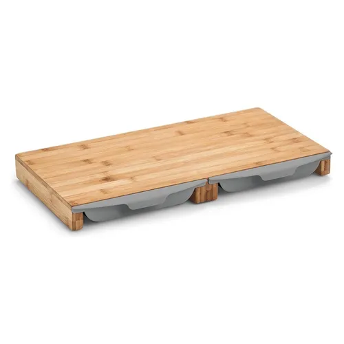 Zeller Schneidebrett mit 2 Auffangschalen - Schneidebrett aus Bamboo mit zwei praktischen Auffangschalen, ideal für eine aufgeräumte Arbeitsfläche und einfaches Entleeren von Schnittgut.
