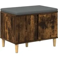 vidaXL Flurbank mit Kissen – Geräucherte Eiche 60 x 38 x 46 cm - Moderne Flurbank für den Innenbereich, kombiniert Stil und Funktionalität. Mit viel Stauraum und rutschfestem Komfortkissen, ideal für jeden Flur. Pflegeleichter Bezug und robuste Bauweise sorgen für Langlebigkeit.