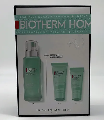 Biotherm Homme Aquapower Set - Gesichtspflege-Set für Männer, bietet 48 Stunden Feuchtigkeit und erfrischt die Haut mit Cooling-Effekt. Enthält Gesichtsgel und Cleanser für optimale Reinigung und Pflege.