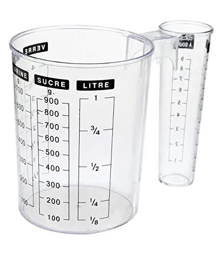 Doppelter Messbecher, Kunststoff, transparent (1 l)