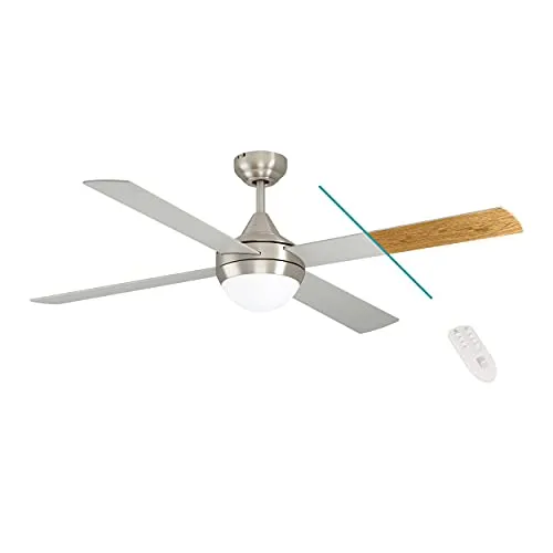 EGLO Deckenventilator VARADERO mit Licht - Eleganter 4-Flügel-Ventilator für Innenräume, mit Fernbedienung, Timer und Sommer-Winter-Betrieb für ganzjährig angenehmes Raumklima.