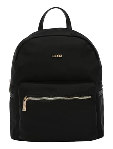 L.CREDI Alena Backpack Black - Stylischer Rucksack für modebewusste Frauen, ideal für den Alltag. Hochwertige Verarbeitung und ausreichend Stauraum im kompakten Format (27 x 30 x 14 cm) machen ihn zum perfekten Begleiter.