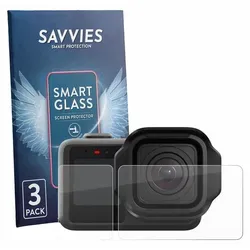 3x Savvies Schutzglas Folie für GoPro Mission 1 9H Panzer Schutzfolie Glas Displayschutz klar transparent