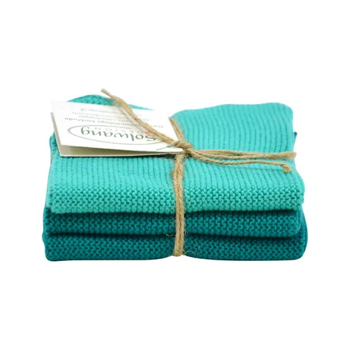 3er SOLWANG Wischtuch Küchentuch Waschlappen aus Baumwolle - TÜRKISGRÜN Kombi