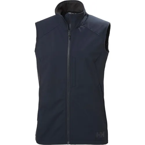 Helly Hansen W Paramount Softshell Vest navy (597) XL - Outdoor Weste für Damen, winddicht, wasserabweisend und atmungsaktiv – ideal für aktive Outdoor-Aktivitäten und gefertigt aus recyceltem Material.