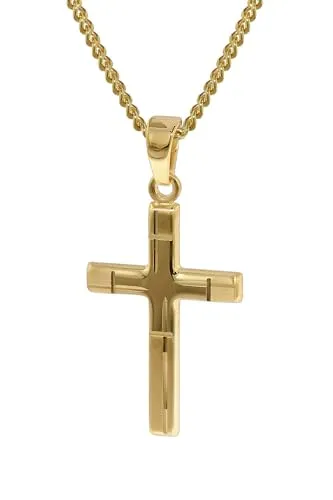 trendor Kreuz-Anhänger Gold 333 mit Halskette - Elegante Damen Halskette mit 333 Gold Kreuz-Anhänger und goldplattierter Kette, ideal als zeitloses Geschenk für besondere Anlässe.