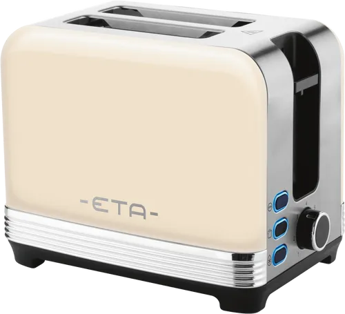 ETA Toaster STORIO - Retro Ganzmetall-Design für 2 Scheiben - Toaster im stilvollen Retro-Design, 980 W Leistung, 7 Erhitzungsstufen, mit Brötchenaufsatz und herausnehmbarer Krümelschublade für einfache Reinigung.
