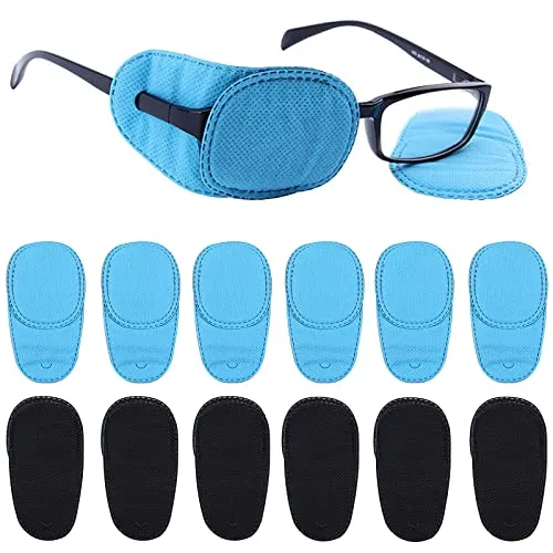 Stück Augenklappen für Brillen YUTOU Vliesstoff Amblyopie Augenklappen Kinder BrilleAugenklappe Lazy Eye Patch für Kinder Faules Auge Amblyopie Strabismus(Schwarze und Blau) 12