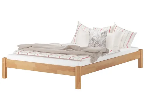 ERST-HOLZ Massivholzbett Niedriges Doppelbett Massivholzbett Buche 160 x 200 cm, Buche farblos lackiert