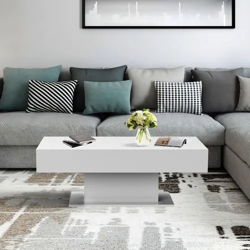 ML-Design Couchtisch mit 2 Staufächern, 110x60x40 cm, Weiß