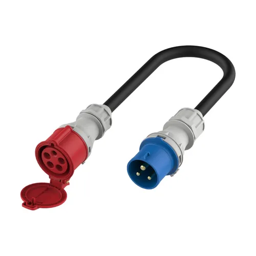 EV-Adapter CEE blau 32A auf CEE rot 32A Kupplung – 20 cm - Praktischer EV-Adapter zur flexiblen Stromversorgung, ideal für den Einsatz mit Elektrofahrzeugen. Robuste Qualität für zuverlässige Leistung.