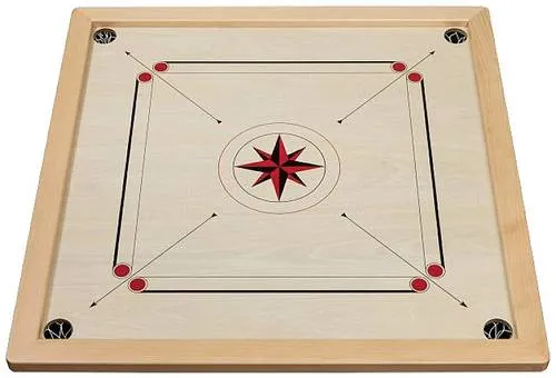 Vedes 8205 Philos Carrom Erle - Gesellschaftsspiel mit 730 x 730 mm Spielfläche in Erle-Optik, fördert technisches und taktisches Geschick und sorgt für spannende Wettkämpfe.