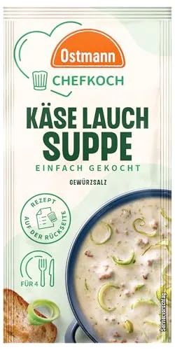 Ostmann Gewürze x Chefkoch - Käse-Lauch-Suppe Gewürzsalz | Abgestimmt auf 4 Portionen | Inklusive Schritt-für-Schritt-Rezept und Mengenangaben | 20 g im Beutel