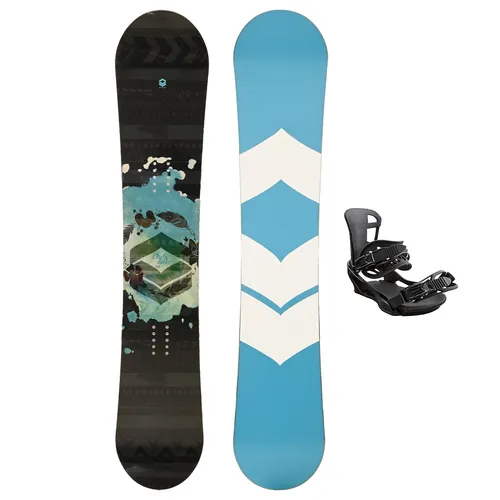 FTWO Damen Snowboard Black Deck 142cm mit Bindung M in blau von FTWO