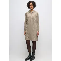 Jeanskleid STREET ONE, Damen, Gr. 46, EURO-Größen, morning beige, Cord, 98% Baumwolle, 2% Elasthan, unifarben, normal knielang, V-Ausschnitt, abgesteppt, Kleider, mit Zipper-Detail