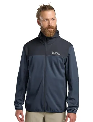 Jack Wolfskin Softshelljacke FELDBERG HOODY M blau XL (54/56) - Funktionsjacke mit Kapuze, atmungsaktiv, wasserabweisend und winddicht – perfekt für Outdoor-Aktivitäten bei jedem Wetter.