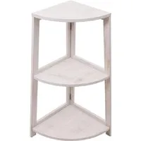 MCW Eckregal -K44, Weißes Design mit Fußbodenschonern - Eckregal, optimal für kleine Räume, ausgestattet mit Fußbodenschonern aus Kunststoff und drei stabilen Regalböden für zusätzlichen Stauraum.