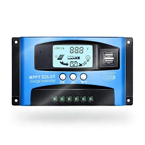 SolaMr 100A Solarladeregler 12V/24V Solarpanel-Batterie Laderegler mit LCD-Display und Doppeltem USB-Anschluss - 100A