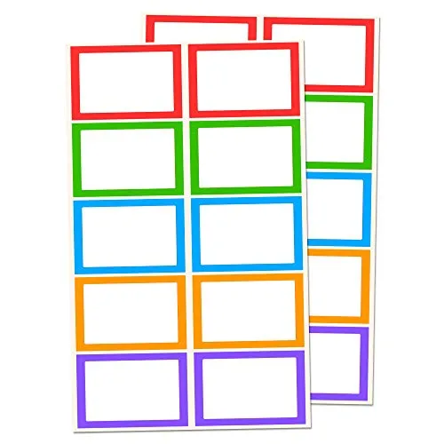 Stück, Bunt Namensschilder Aufkleber Etiketten - 75 x 50 mm, 5 Farben 250