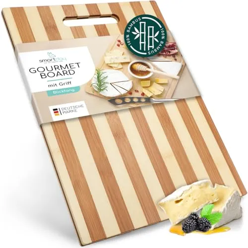 smartday Bambus Schneidebrett XXL 40×30 cm – Extra massiv & langlebig I Großes Holz Küchenbrett/Schneidbrett für Küche & Servieren