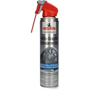 NIGRIN Mos2-Graphit-Schmiermittel 400 ml - Hochleistungs-Grafitspray - Autoreinigung & Pflege - Die NIGRIN HyBrid Formel bietet extrem lange Wirkdauer, überragende Gleitfähigkeit und schützt Metall vor Korrosion.