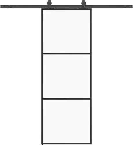 vidaXL Schiebetür mit Beschlag Schwarz 76x205 cm ESG-Glas - Zimmertür aus ESG-Glas, platzsparendes Design mit leisen Gleitschienen und stabiler Konstruktion – ideal für moderne Inneneinrichtungen.