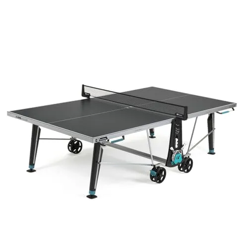 Cornilleau 400X - Wetterfeste Outdoor Tischtennisplatte - Tischtennisplatte für draußen, klappbar und robust, mit 5 mm Melaminharzplatte, ideal für jedes Wetter, TÜV geprüft und 10 Jahre Garantie.