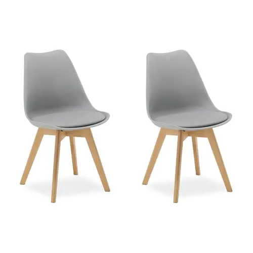 Homestyle4u Polsterstuhl Küchenstuhl 2er Set in Grau – Skandinavisches Design - Modernes 2er Set Küchenstühle im skandinavischen Stil – ideal für Esszimmer und Wohnraum. Ergonomische Sitzschale mit strapazierfähigem Bezug und stabilen Buchenholzbeinen für langanhaltenden Komfort.