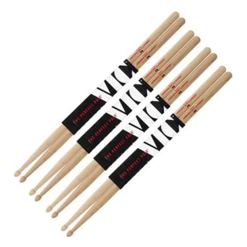 Vic Firth 7A American Hickory Value Pack - Drumstick-Set für Jazz-Liebhaber, herausragende Qualität und exzellentes Spielgefühl für Big Bands und Combos